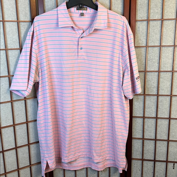 Peter Millar, summer comfort Striped Pink and Blue Polo Shirt men’s extra large - Picture 1 of 6